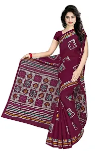 TAMAIRA FASHION Women's Plain Weave Pure Cotton Saree Without Blouse Piece (AB12_Magenta)-thumb1