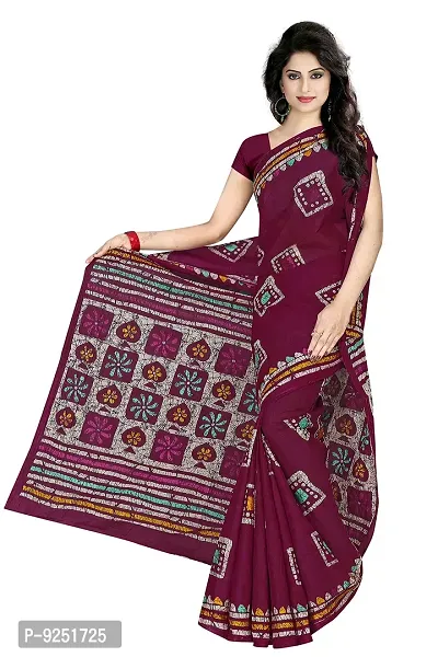 TAMAIRA FASHION Women's Plain Weave Pure Cotton Saree Without Blouse Piece (AB12_Magenta)-thumb2