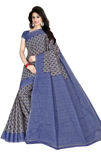 TAMAIRA FASHION Plain Weave Women's Pure Saree Without Blouse Piece (2340_Grey Blue)