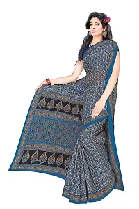 TAMAIRA FASHION Women's Plain Weave Cotton Saree Without Blouse Piece ( 802_Blue)-thumb1