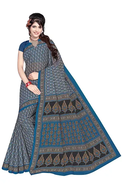 TAMAIRA FASHION Women's Plain Weave Cotton Saree without Blouse Piece