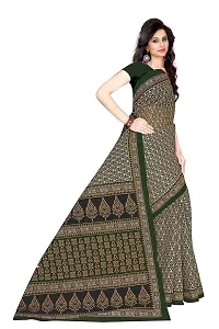 TAMAIRA FASHION Women's Plain Weave Cotton Saree Without Blouse Piece ( 802_Dark Green)-thumb2