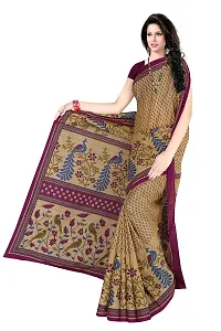 TAMAIRA FASHION Women's Plain Cotton Saree (1361_Beige And Magenta)-thumb1