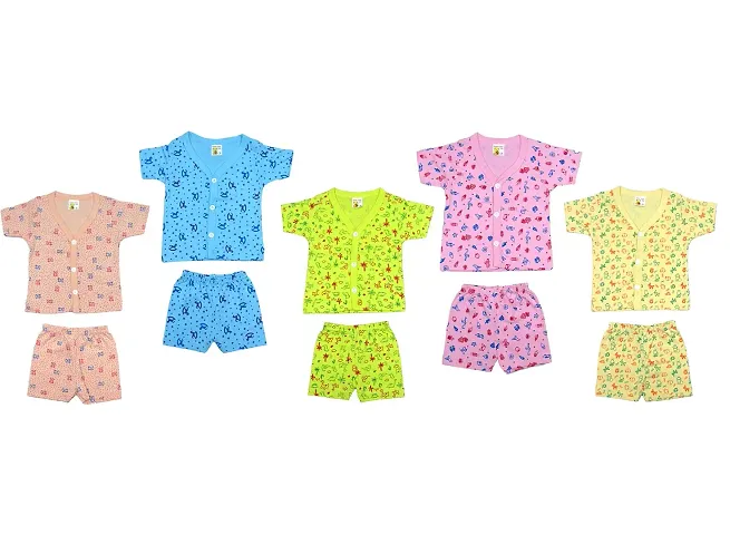 Tee Weavers New Born Baby Boy's and Baby Girl's Dress (0-3 Months) Pack of 5 (Multicolored)