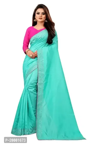 BGMK Women's Georgette Silk Solid-Plain Embroidery Saree With Unstitched Solid Plain Blouse Piece Ideal For Wedding, Party, Engagement  Festival-thumb0