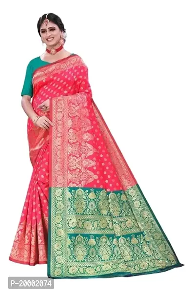 BGMK ENTERPRISE Women's Kanjivaram Soft Silk Saree With Blouse Piece (1.GajariPink)-thumb0