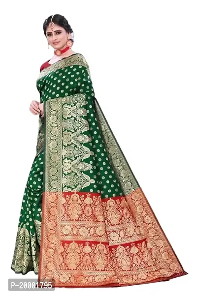 BGMK ENTERPRISE Women's Kanjivaram Soft Silk Saree With Blouse Piece (1.BottalGreen)-thumb2