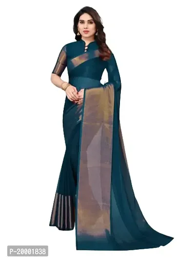 BGMK ENTERPRISE Women's Chiffon Silk Solid-Plain Saree With Unstitched Solid Plain Blouse Piece Ideal For Wedding, Party, Engagement  Festival-thumb0