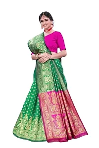 BGMK ENTERPRISE Women's Kanjivaram Soft Silk Saree With Blouse Piece (1.MintGreen)-thumb2