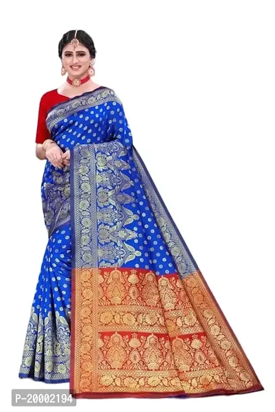 BGMK ENTERPRISE Women's Kanjivaram Soft Silk Saree With Blouse Piece (1.RoyalBlue)