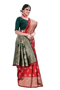 BGMK ENTERPRISE Women's Kanjivaram Soft Silk Saree With Blouse Piece (Red)-thumb2