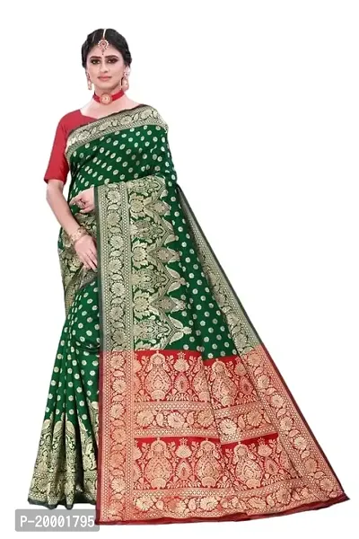 BGMK ENTERPRISE Women's Kanjivaram Soft Silk Saree With Blouse Piece (1.BottalGreen)