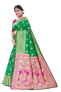 BGMK ENTERPRISE Women's Kanjivaram Soft Silk Saree With Blouse Piece (MintGreen)-thumb1