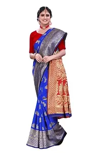 BGMK ENTERPRISE Women's Kanjivaram Soft Silk Saree With Blouse Piece (RoyalBlue)-thumb3