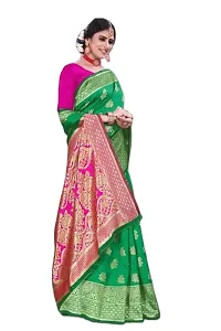 BGMK ENTERPRISE Women's Kanjivaram Soft Silk Saree With Blouse Piece (MintGreen)-thumb2