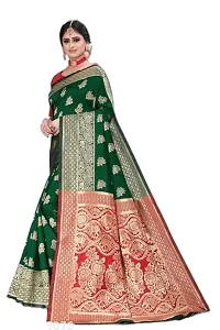 BGMK ENTERPRISE Women's Kanjivaram Soft Silk Saree With Blouse Piece (BottalGreen)-thumb1