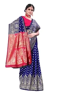 BGMK ENTERPRISE Women's Kanjivaram Soft Silk Saree With Blouse Piece (1.NavyBlue)-thumb2