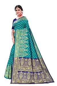 BGMK ENTERPRISE Women's Kanjivaram Soft Silk Saree With Blouse Piece (1.Rama)-thumb1