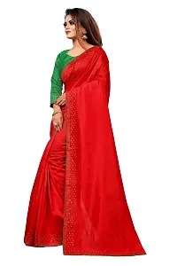 BGMK Women's Georgette Silk Solid-Plain Embroidery Saree With Unstitched Solid Plain Blouse Piece Ideal For Wedding, Party, Engagement  Festival-thumb1