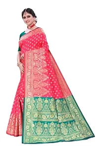 BGMK ENTERPRISE Women's Kanjivaram Soft Silk Saree With Blouse Piece (1.GajariPink)-thumb1