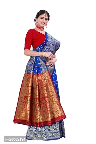 BGMK ENTERPRISE Women's Kanjivaram Soft Silk Saree With Blouse Piece (1.RoyalBlue)-thumb3