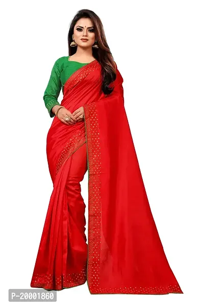 BGMK Women's Georgette Silk Solid-Plain Embroidery Saree With Unstitched Solid Plain Blouse Piece Ideal For Wedding, Party, Engagement  Festival