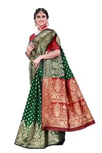 BGMK ENTERPRISE Women's Kanjivaram Soft Silk Saree With Blouse Piece (1.BottalGreen)-thumb2