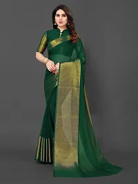 BGMK ENTERPRISE Women's Chiffon Silk Solid-Plain DarkGreen Colour Saree With Unstitched Solid Plain Blouse Piece Ideal For Wedding, Party, Engagement  Festival-thumb4