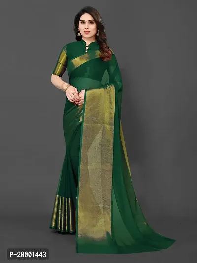 BGMK ENTERPRISE Women's Chiffon Silk Solid-Plain DarkGreen Colour Saree With Unstitched Solid Plain Blouse Piece Ideal For Wedding, Party, Engagement  Festival-thumb5