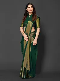 BGMK ENTERPRISE Women's Chiffon Silk Solid-Plain DarkGreen Colour Saree With Unstitched Solid Plain Blouse Piece Ideal For Wedding, Party, Engagement  Festival-thumb1