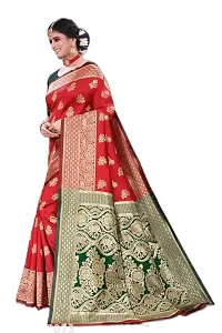 BGMK ENTERPRISE Women's Kanjivaram Soft Silk Saree With Blouse Piece (Red)-thumb1