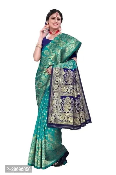 BGMK ENTERPRISE Women's Kanjivaram Soft Silk Saree With Blouse Piece (1.Rama)-thumb3