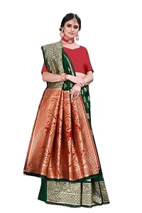 BGMK ENTERPRISE Women's Kanjivaram Soft Silk Saree With Blouse Piece (BottalGreen)-thumb2