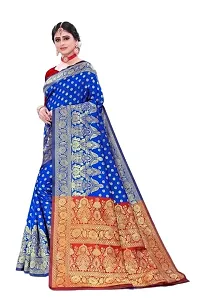 BGMK ENTERPRISE Women's Kanjivaram Soft Silk Saree With Blouse Piece (1.RoyalBlue)-thumb1