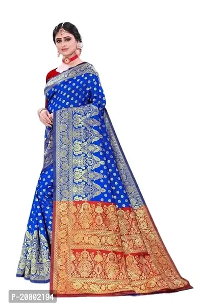 BGMK ENTERPRISE Women's Kanjivaram Soft Silk Saree With Blouse Piece (1.RoyalBlue)-thumb2