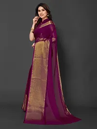 BGMK ENTERPRISE Women's Chiffon Silk Solid-Plain Saree With Unstitched Solid Plain Blouse Piece Ideal For Wedding, Party, Engagement  Festival-thumb3