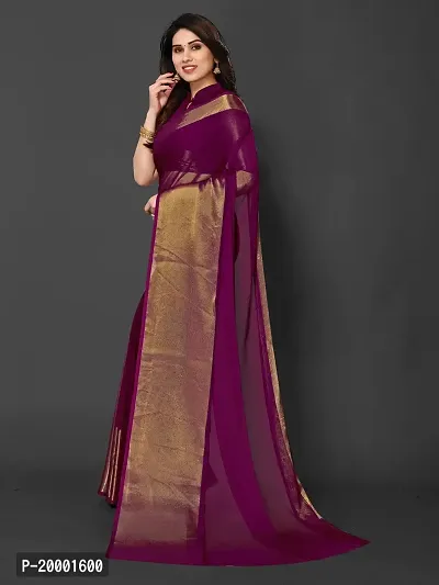 BGMK ENTERPRISE Women's Chiffon Silk Solid-Plain Saree With Unstitched Solid Plain Blouse Piece Ideal For Wedding, Party, Engagement  Festival-thumb4