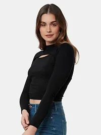 Vegal Casual Solid Women Black Top-thumb2