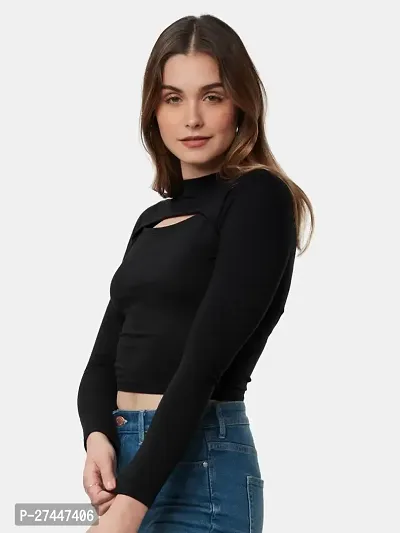 Vegal Casual Solid Women Black Top-thumb3