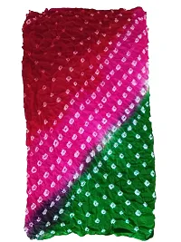 Kkrish Handcrafted Silk Bandhej Bandhni Dupta Stole For Women (Green Pink)-thumb2