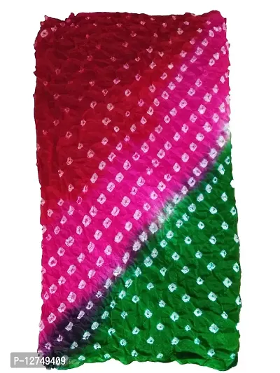Kkrish Handcrafted Silk Bandhej Bandhni Dupta Stole For Women (Green Pink)-thumb3