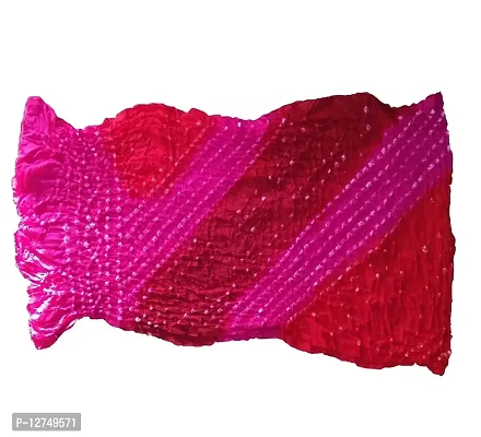 Kkrish Handcrafted Silk Bandhej Bandhni Dupta Stole For Women (Pink Red)