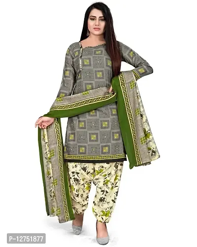 Unstitched Cotton Dress Material Suit with Cotton Dupatta and Cotton Salvar Piece- (GREY WHITE)-thumb0