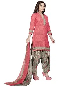 Unstitched Crepe Dress Material Suit with Chiffon Dupatta and Crepe Salvar Piece (6093-PINK. CREPE)-thumb4