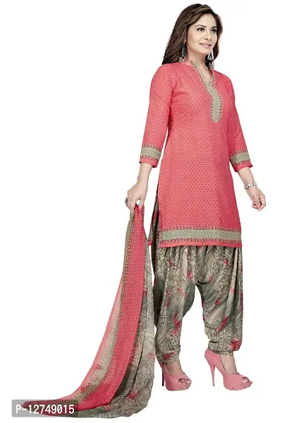 Unstitched Crepe Dress Material Suit with Chiffon Dupatta and Crepe Salvar Piece (6093-PINK. CREPE)-thumb5