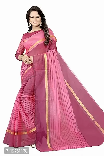 Kkrish Cotton Saree With Blouse Piece, Very light weight and Soft material. (Pink)-thumb0