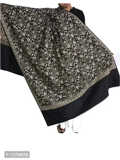 Kkrish Jamawar Shawl Stole For Women (Black)-thumb3