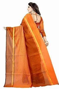 Kkrish Cotton Saree With Blouse Piece, Very light weight and Soft material (Orange)-thumb1