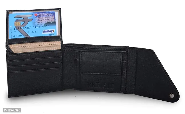 KKRISH Leather Wallet, Stylish Purse for Card Holder and Cash. (Black)-thumb3