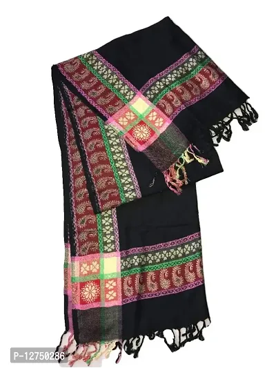 Kkrish Premium Quality, Soft Touch Pure Viscose Stole shawl (Black)-thumb0